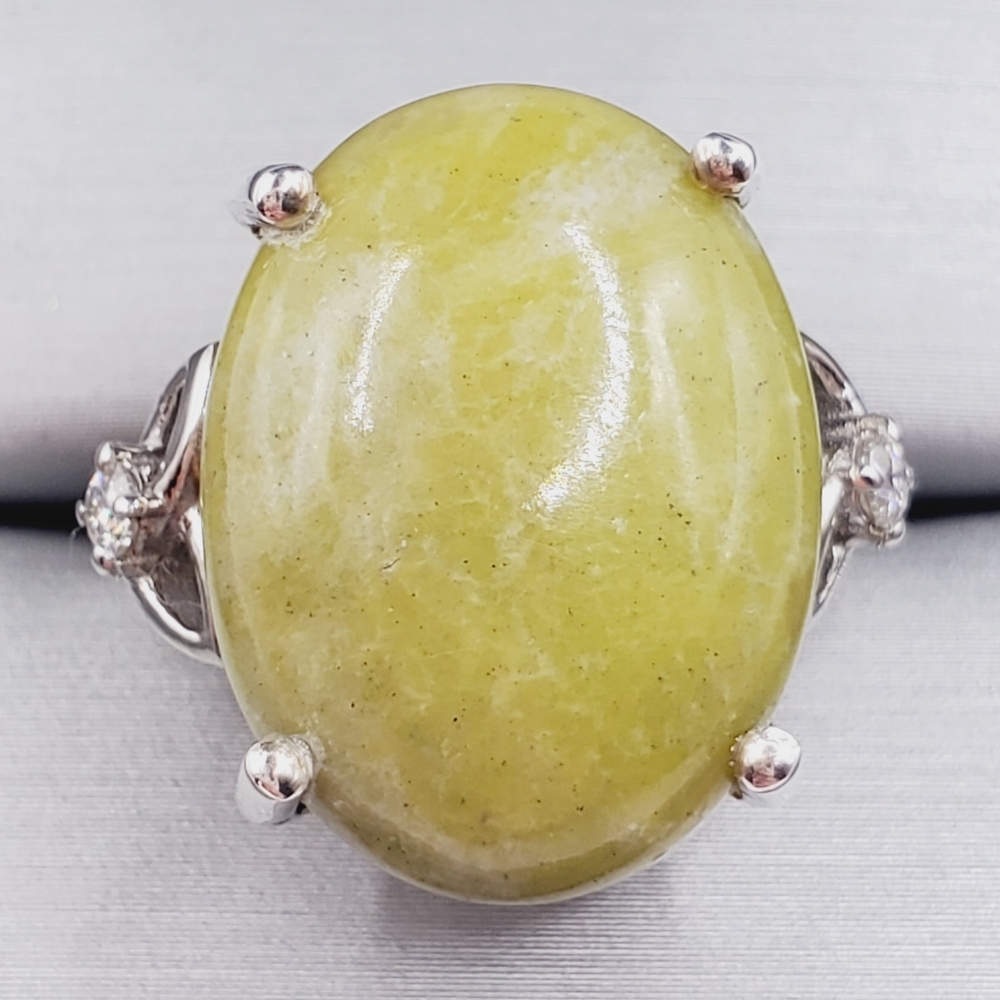 Connemara Marble & Moissanite Platinum | 925 Sterling Silver Statement Ring